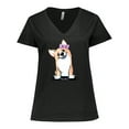 thumbnail image 1 of Inktastic Corgi Puppy Girl Women's Plus Size V-Neck T-Shirt, 1 of 5