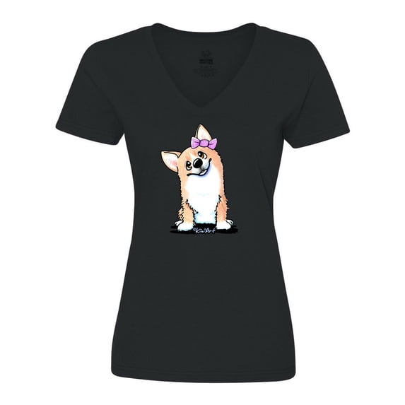 Inktastic Corgi Puppy Girl Women's V-Neck T-Shirt