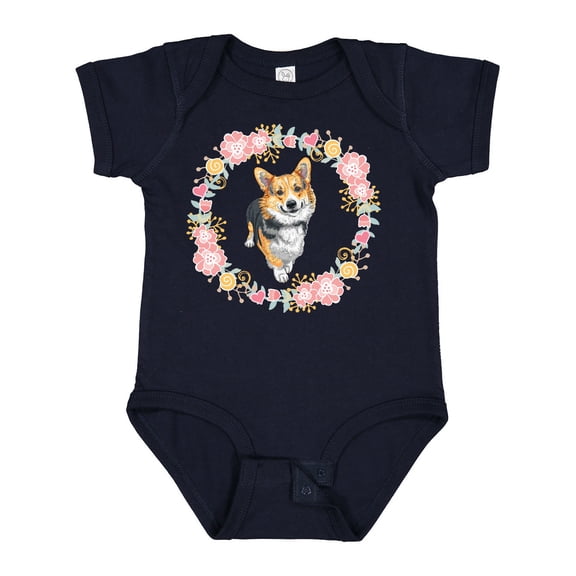 Inktastic Corgi Wreath for Dog Lovers Girls Baby Bodysuit