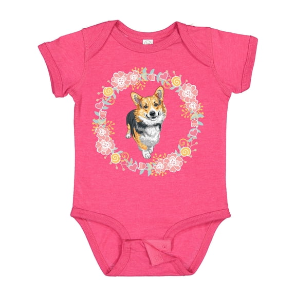 Inktastic Corgi Wreath for Dog Lovers Girls Baby Bodysuit