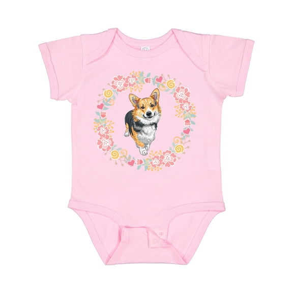Inktastic Corgi Wreath for Dog Lovers Girls Baby Bodysuit
