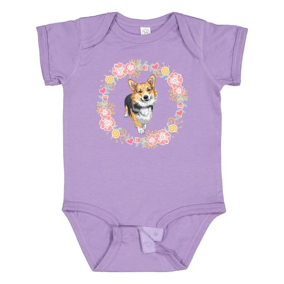 Inktastic Corgi Wreath for Dog Lovers Girls Baby Bodysuit
