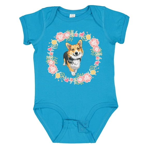 Inktastic Corgi Wreath for Dog Lovers Girls Baby Bodysuit