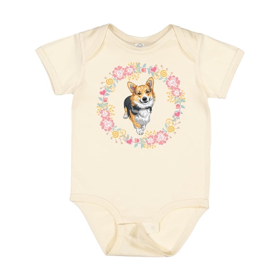 Inktastic Corgi Wreath for Dog Lovers Girls Baby Bodysuit