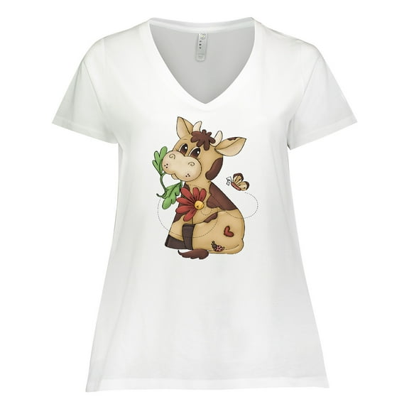 Inktastic Corky Cow Women's Plus Size V-Neck T-Shirt