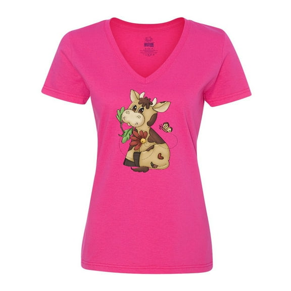 Inktastic Corky Cow Women's V-Neck T-Shirt