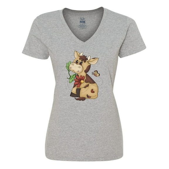 Inktastic Corky Cow Women's V-Neck T-Shirt