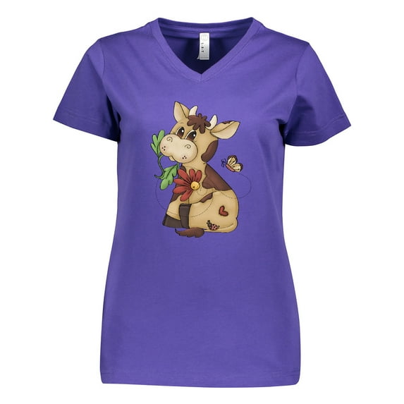 Inktastic Corky Cow Women's V-Neck T-Shirt