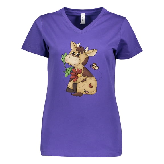 Inktastic Corky Cow Women's V-Neck T-Shirt