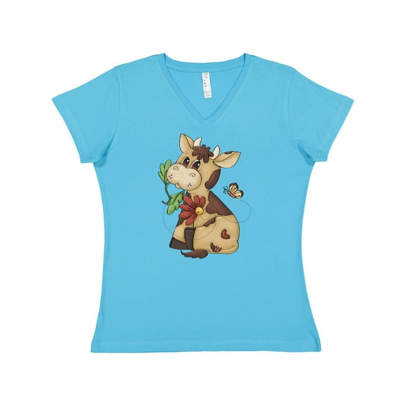 Inktastic Corky Cow Women's V-Neck T-Shirt