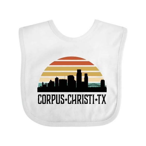 Inktastic Corpus Christi Texas Skyline Retro Boys or Girls Baby Bib