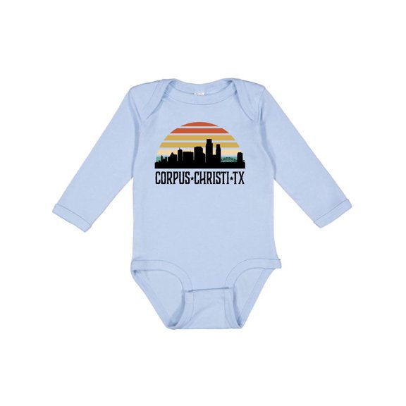 Inktastic Corpus Christi Texas Skyline Retro Boys or Girls Long Sleeve Baby Bodysuit