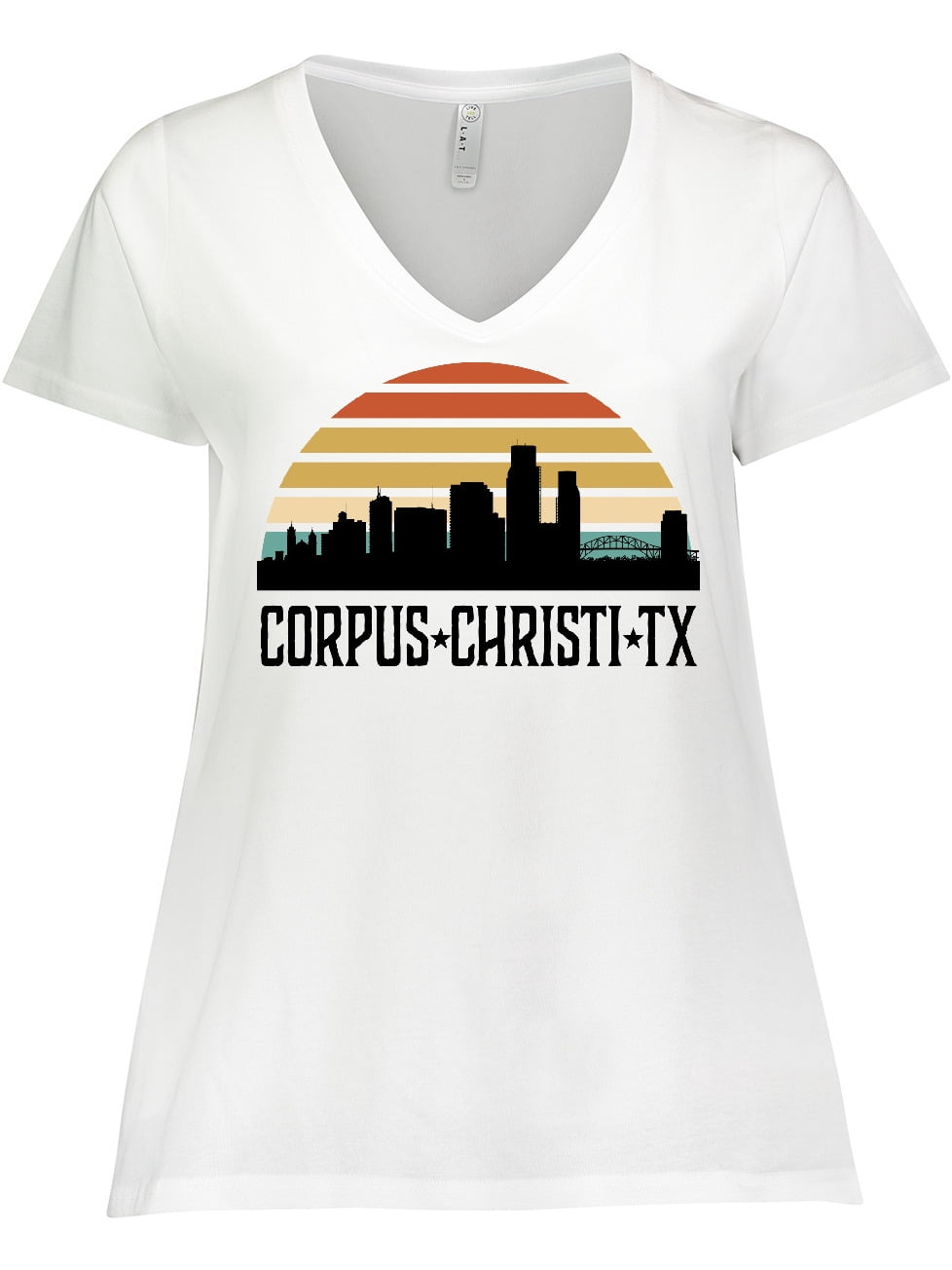 Inktastic Corpus Christi Texas Skyline Retro Women's Plus Size VNeck T