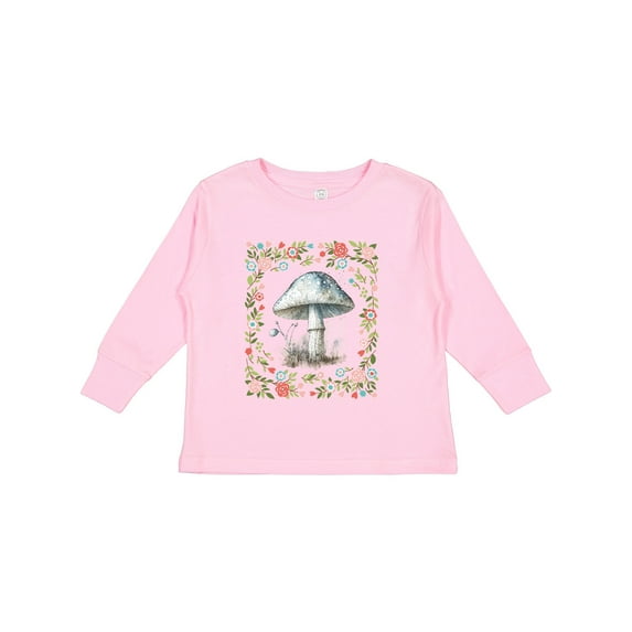 Inktastic Cottagecore Mushroom Lover Girls Long Sleeve Toddler T-Shirt