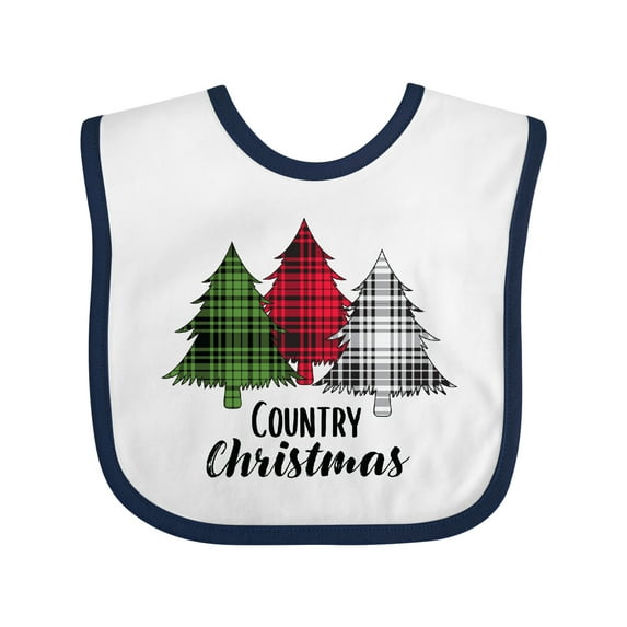 Inktastic Country Christmas Plaid Trees Boys or Girls Baby Bib