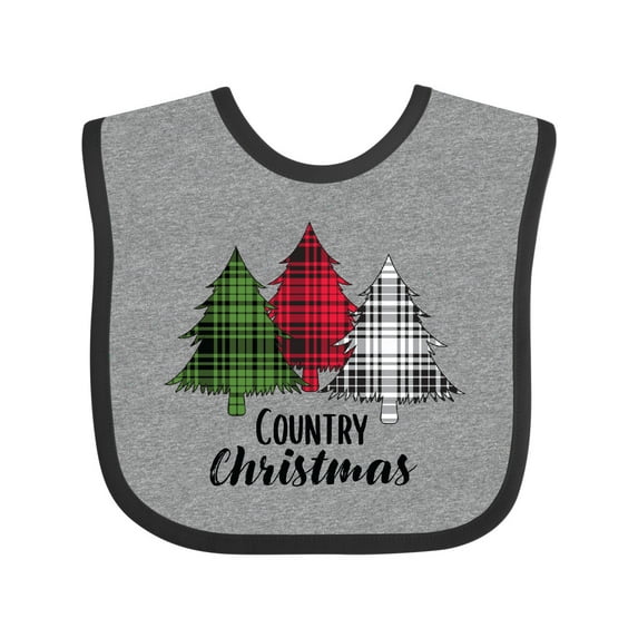Inktastic Country Christmas Plaid Trees Boys or Girls Baby Bib