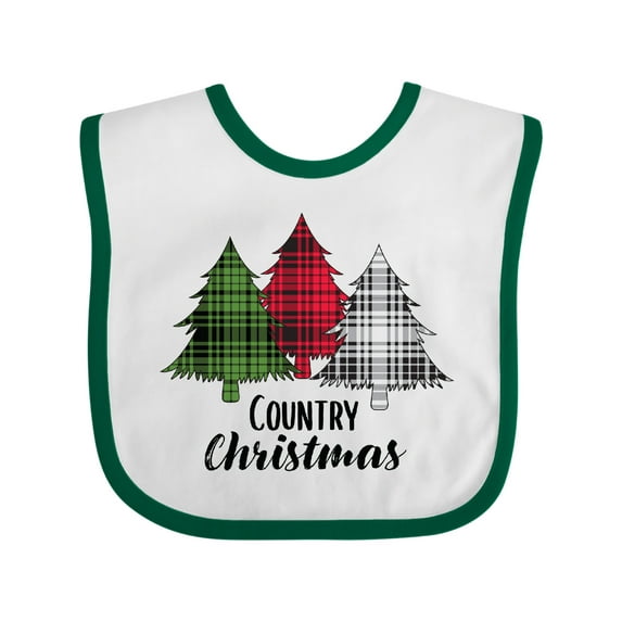 Inktastic Country Christmas Plaid Trees Boys or Girls Baby Bib