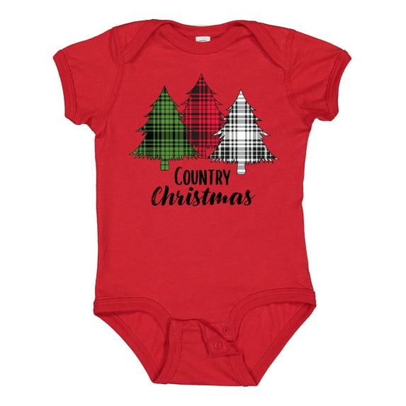 Inktastic Country Christmas Plaid Trees Boys or Girls Baby Bodysuit
