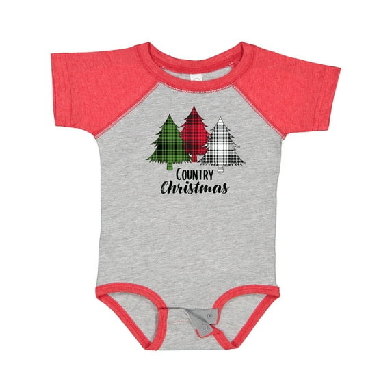 Inktastic Country Christmas Plaid Trees Boys or Girls Baby Bodysuit