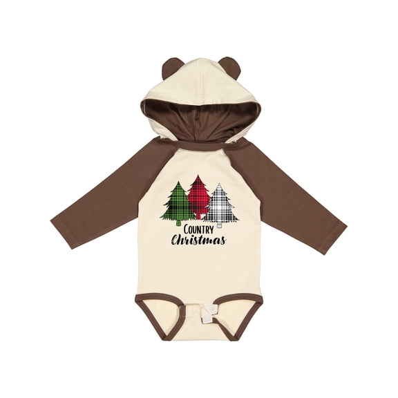 Inktastic Country Christmas Plaid Trees Boys or Girls Long Sleeve Baby Bodysuit