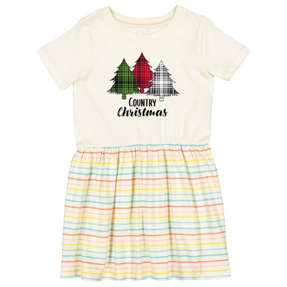 Inktastic Country Christmas Plaid Trees Girls Toddler Dress