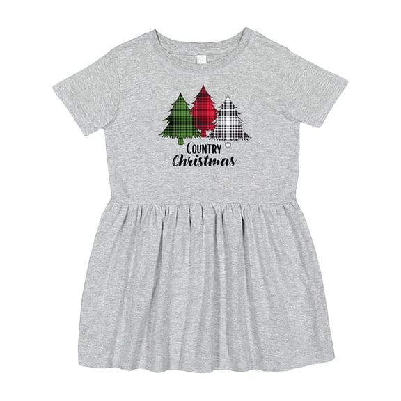Inktastic Country Christmas Plaid Trees Girls Toddler Dress