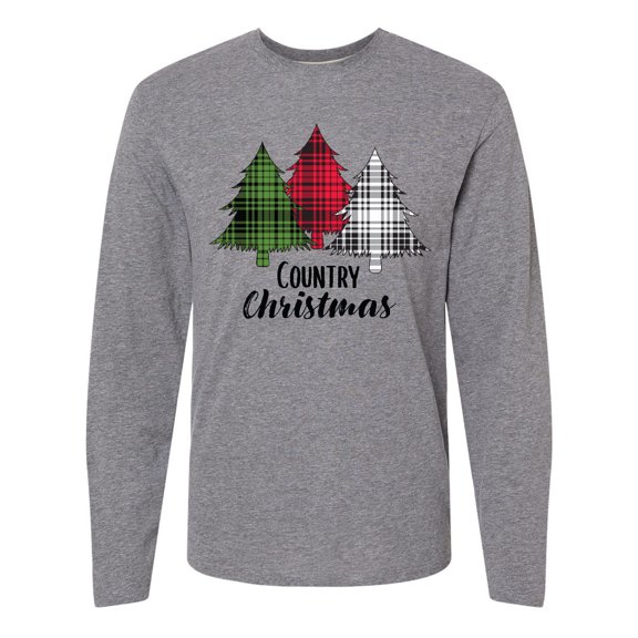 Inktastic Country Christmas Plaid Trees Long Sleeve T-Shirt