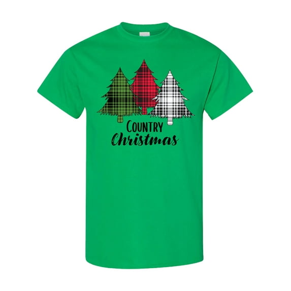 Inktastic Country Christmas Plaid Trees T-Shirt