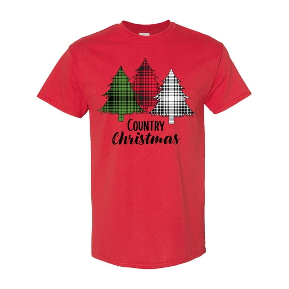 Inktastic Country Christmas Plaid Trees T-Shirt