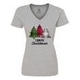 thumbnail image 1 of Inktastic Country Christmas Plaid Trees Women's V-Neck T-Shirt, 1 of 5