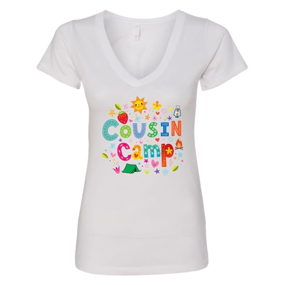 Inktastic Cousin Camp Reunion Women's V-Neck T-Shirt
