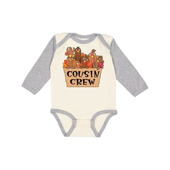 Inktastic Cousin Crew Cute Turkey Family Boys or Girls Long Sleeve Baby Bodysuit