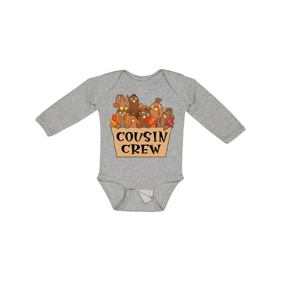 Inktastic Cousin Crew Cute Turkey Family Boys or Girls Long Sleeve Baby Bodysuit
