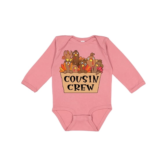 Inktastic Cousin Crew Cute Turkey Family Boys or Girls Long Sleeve Baby Bodysuit