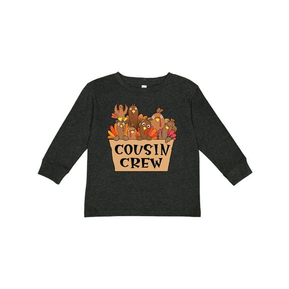 Inktastic Cousin Crew Cute Turkey Family Boys or Girls Long Sleeve Toddler T-Shirt