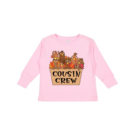 Inktastic Cousin Crew Cute Turkey Family Boys or Girls Long Sleeve Toddler T-Shirt