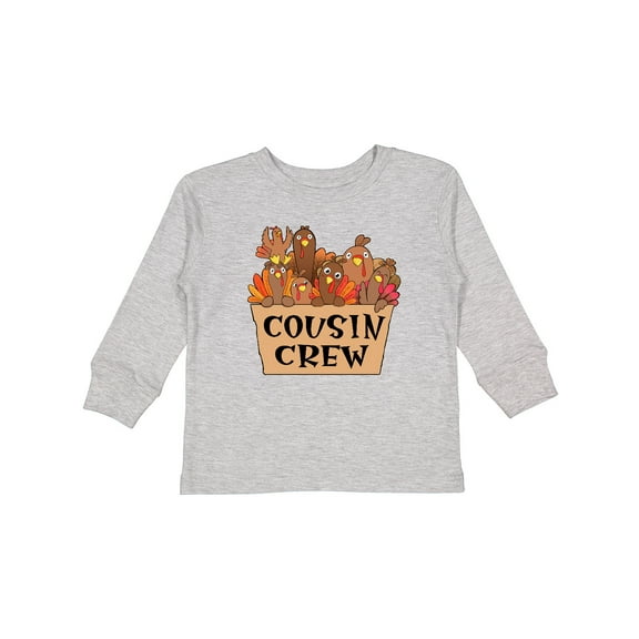 Inktastic Cousin Crew Cute Turkey Family Boys or Girls Long Sleeve Toddler T-Shirt