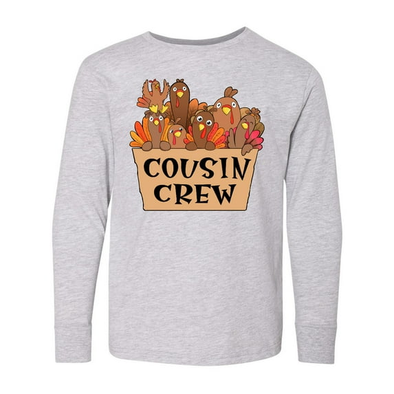 Inktastic Cousin Crew Cute Turkey Family Long Sleeve Youth T-Shirt