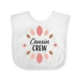 thumbnail image 1 of Inktastic Cousin Crew with Pink Flowers Girls Baby Bib, 1 of 4