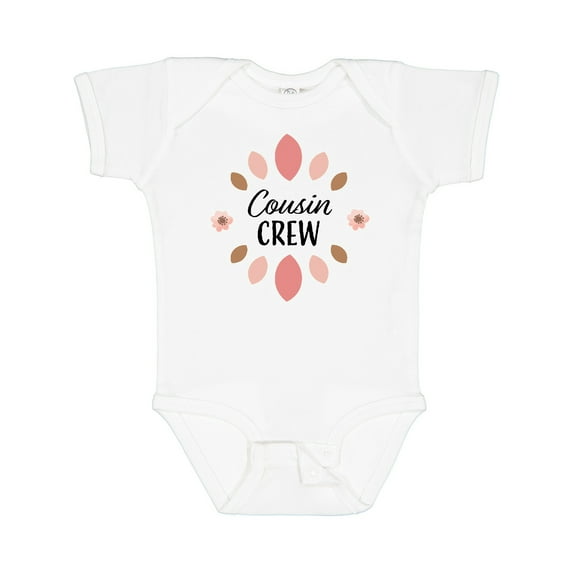 Inktastic Cousin Crew with Pink Flowers Girls Baby Bodysuit