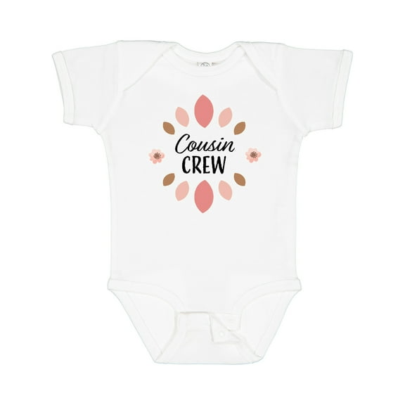 Inktastic Cousin Crew with Pink Flowers Girls Baby Bodysuit