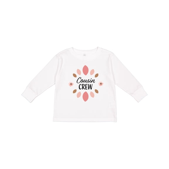 Inktastic Cousin Crew with Pink Flowers Girls Long Sleeve Toddler T-Shirt