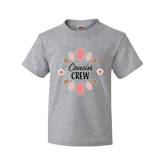 Inktastic Cousin Crew with Pink Flowers Youth T-Shirt