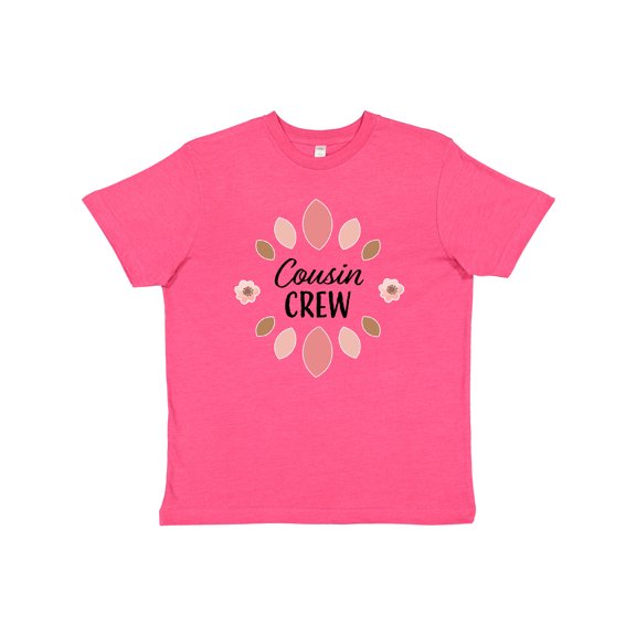 Inktastic Cousin Crew with Pink Flowers Youth T-Shirt