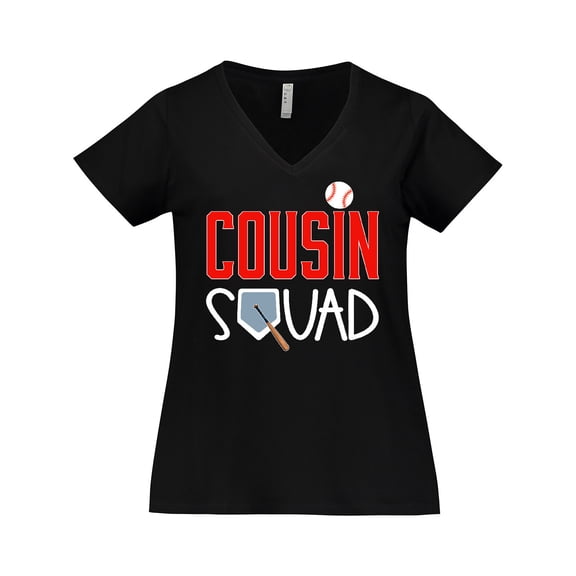Inktastic Cousin Squad Baseball and Bat Women's Plus Size V-Neck T-Shirt