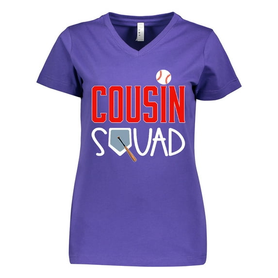 Inktastic Cousin Squad Baseball and Bat Women's V-Neck T-Shirt