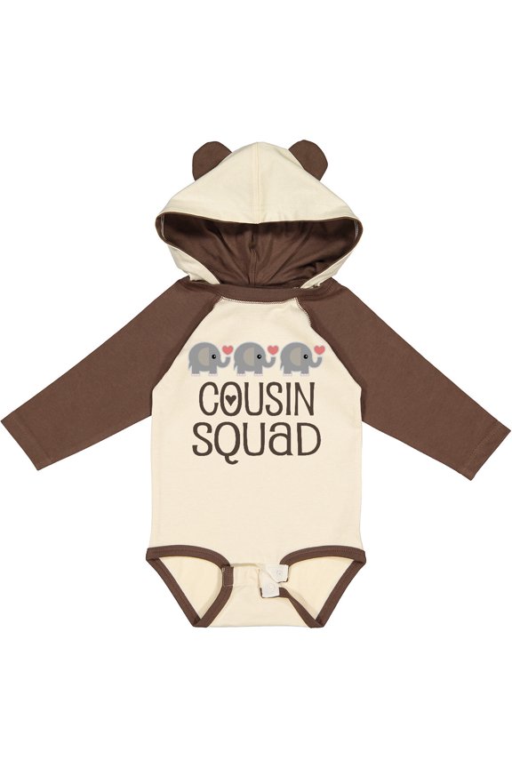 Cousin Squad Elephant Boys or Girls Long Sleeve Baby Bodysuit