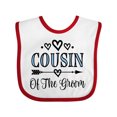thumbnail image 1 of Inktastic Cousin of the Groom Wedding Party Boys or Girls Baby Bib, 1 of 4