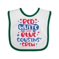 thumbnail image 1 of Inktastic Cousins Crew Red White and Blue 4th of July Boys or Girls Baby Bib, 1 of 4