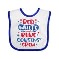 thumbnail image 1 of Inktastic Cousins Crew Red White and Blue 4th of July Boys or Girls Baby Bib, 1 of 4